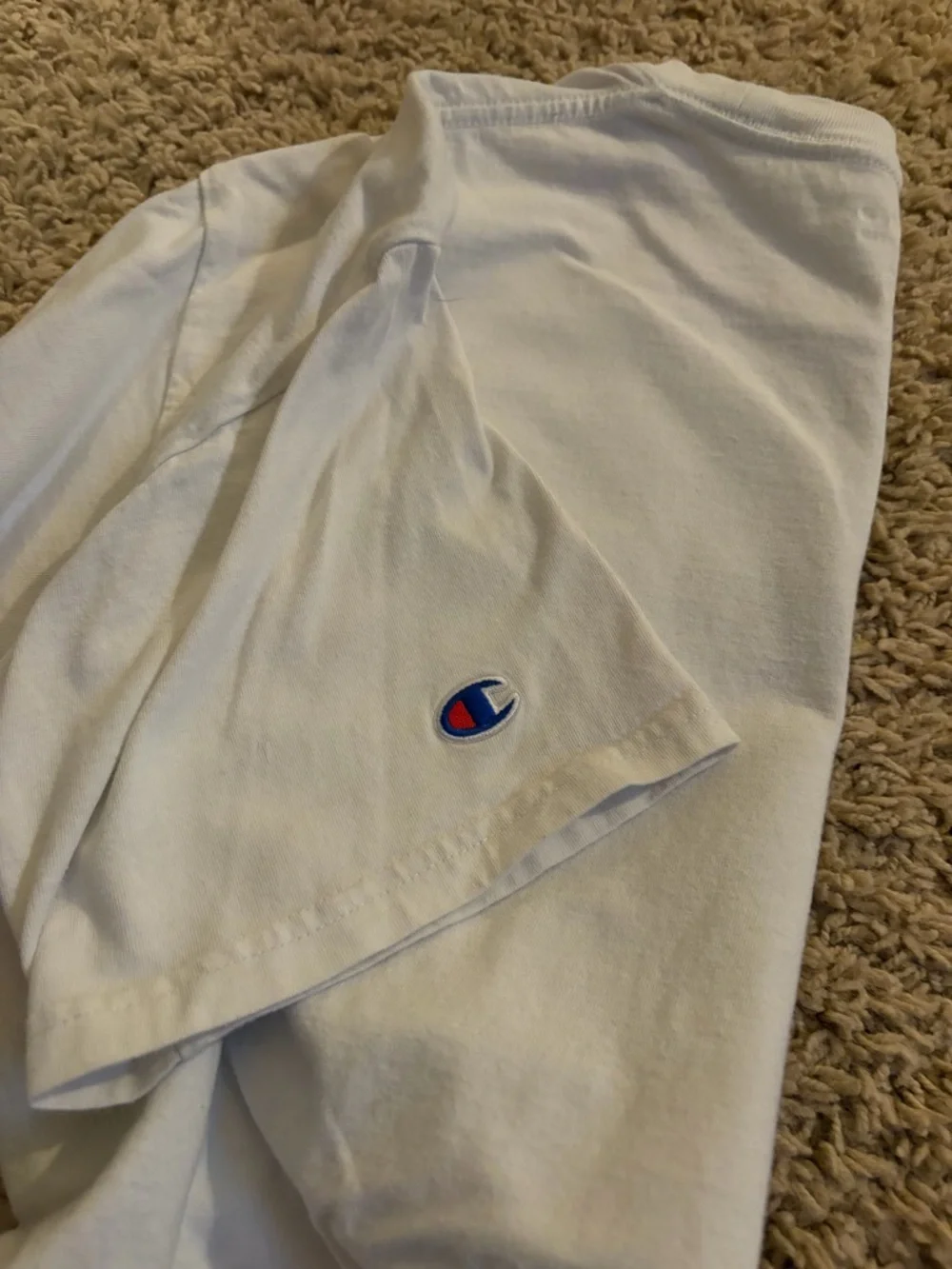 Champion White Tee with Small Navy and Red Logo - Picture 4 of 4